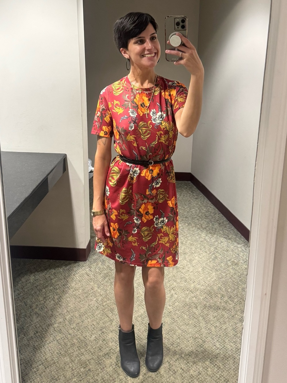 Zara Trafaluc Floral Mini T-Shirt Dress